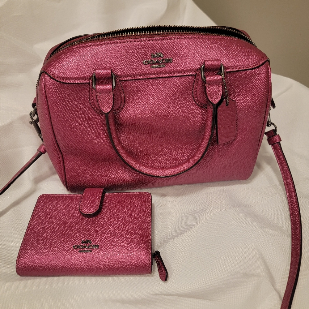 Coach Mini Bennert metallic leather purse and wallet